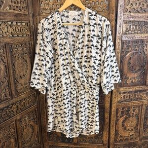Elan Black and White Palm Print Romper